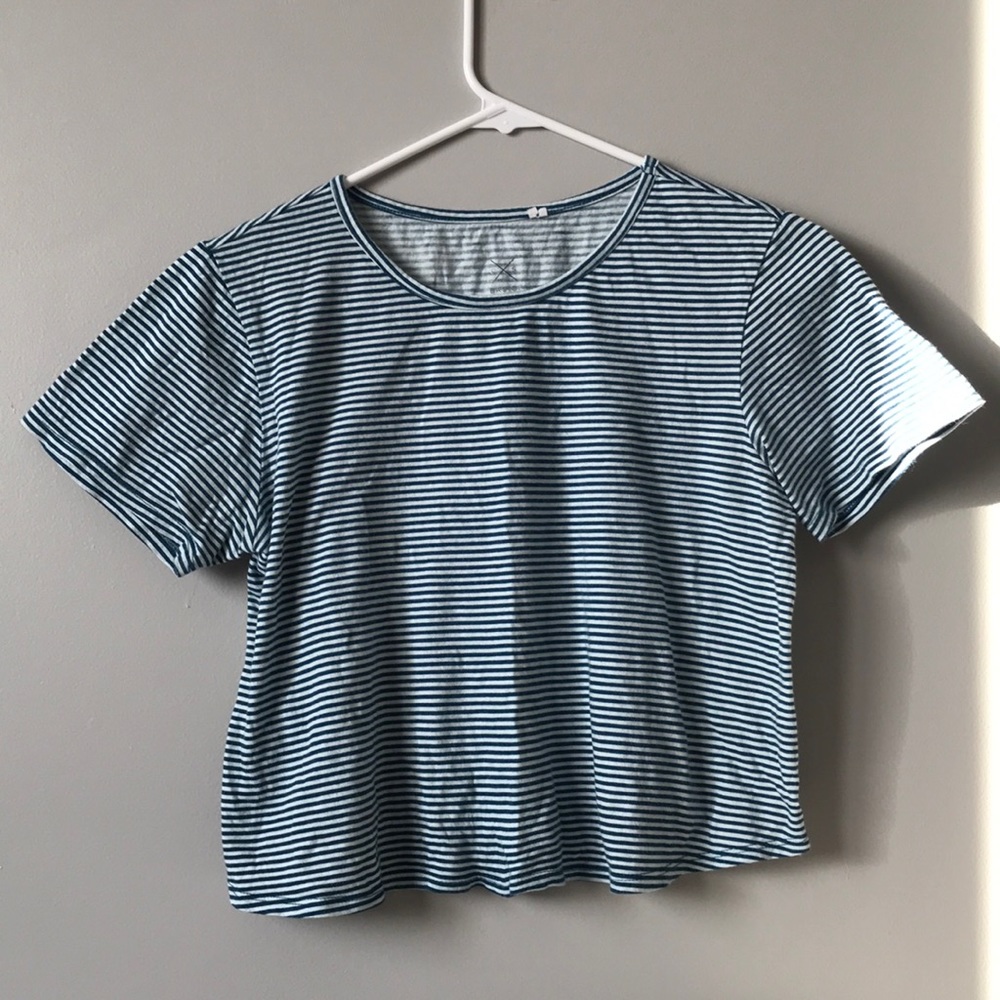 Blue and White Striped Crop Top- PacSun